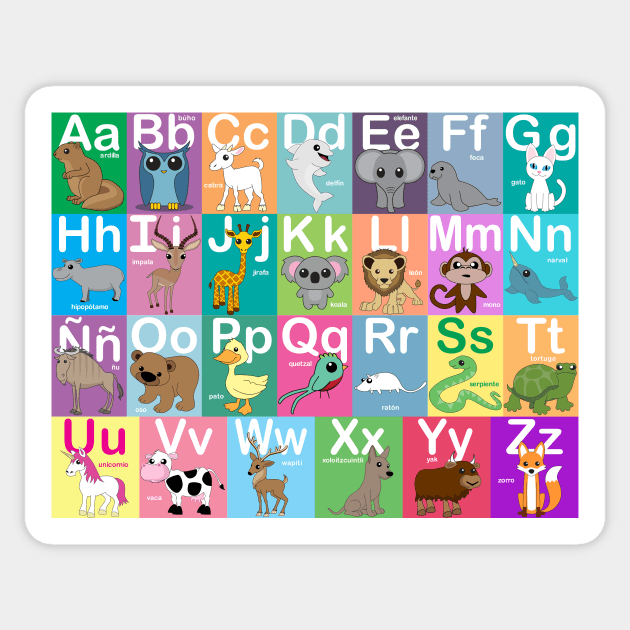 Spanish Animal Alphabet Sticker by Mstiv